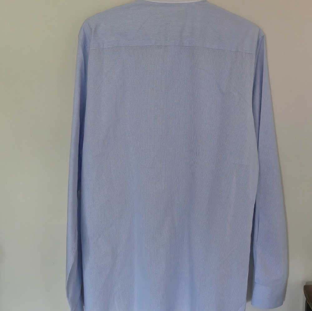VITO Affiliated Brand Men XL Blue Micro Check Long Sleeve Button Up Dress Shirt - Picture 9 of 9